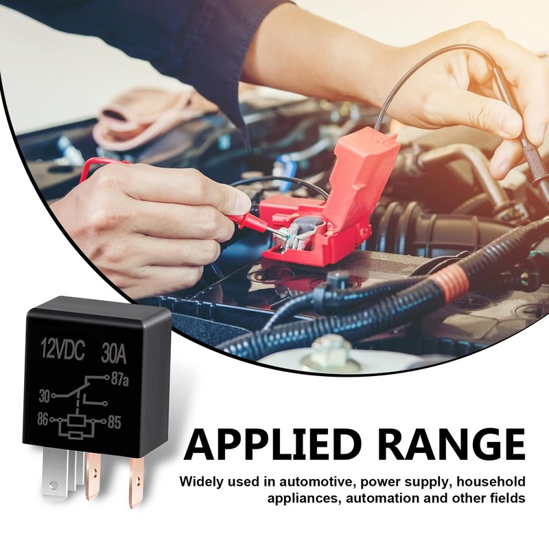 AWGUKA 4 PCS Car 5 Pin Relay, 12V 30A Normally