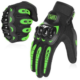 COFIT Motorcycle Gloves Breathable, Touchscreen Motorbike Gloves Anti-Slip with Good Grip Hard Knuckles Protection for Men Women Motocross, BMX ATV MTB Cycling, Road Racing - Green M