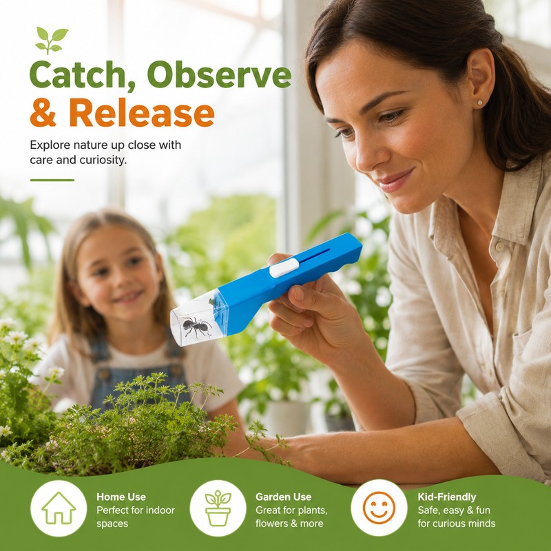 Handheld Insect Catcher for Home & Garden Use – Clear