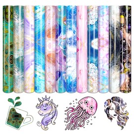 Tintnut Liquid Marble HTV Vinyl - 12 Sheets 10 x 12 Inch Watercolor Marble Heat Transfer Vinyl Pattern HTV Iron on Vinyl T-Shirts DIY Compatible with Cricut or Silhouette Cameo