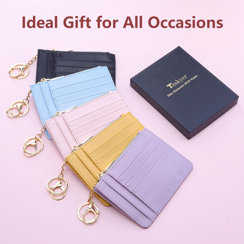 Teskyer Slim Wallet for Women, RFID Blocking Credit Card Holder