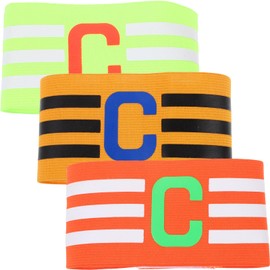 LIOOBO Football Captain Armband: 3Pcs Adjustable Captain Armbands, Football Arm Bands, Elastic Captain Arm Band Green-Yellow-Orange