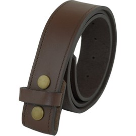 Real Leather Press Stud Belt 40mm wide for Jeans Brown Large (36" - 40")