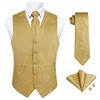 Enlision Suit Vest for Men Gold Paisley Dress Vest and