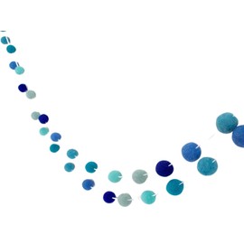 "Ocean Wave" Handmade Felt Ball Garland by Sheep Farm Felt- Blue Pom Pom Garland. 2.5 cm balls.