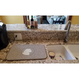 Caroline's Treasures CK2168DDM Bichon Frise In the Kitchen Dish Drying Mat Absorbent Dish Drying Mat Pad for Kitchen Counter Dish Drainer Mat for Countertop, 14 x 21", Multicolor