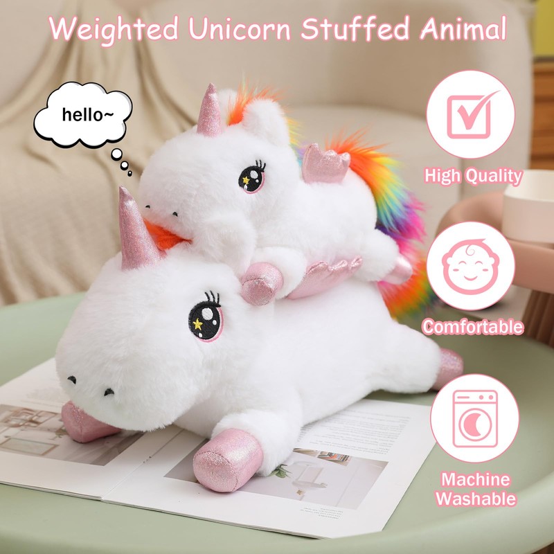 SQEQE Weighted Unicorn Stuffed Animals, Weighted Unicorn Plush, Cute Plushies