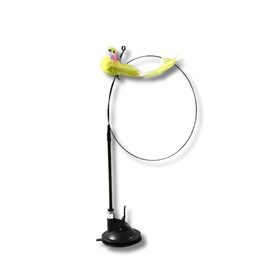 NOLA SHOP Simulation Bird Interactive Feather Bird with Bell Toy for Cats with Suction for smooth Surfaces (Yellow)