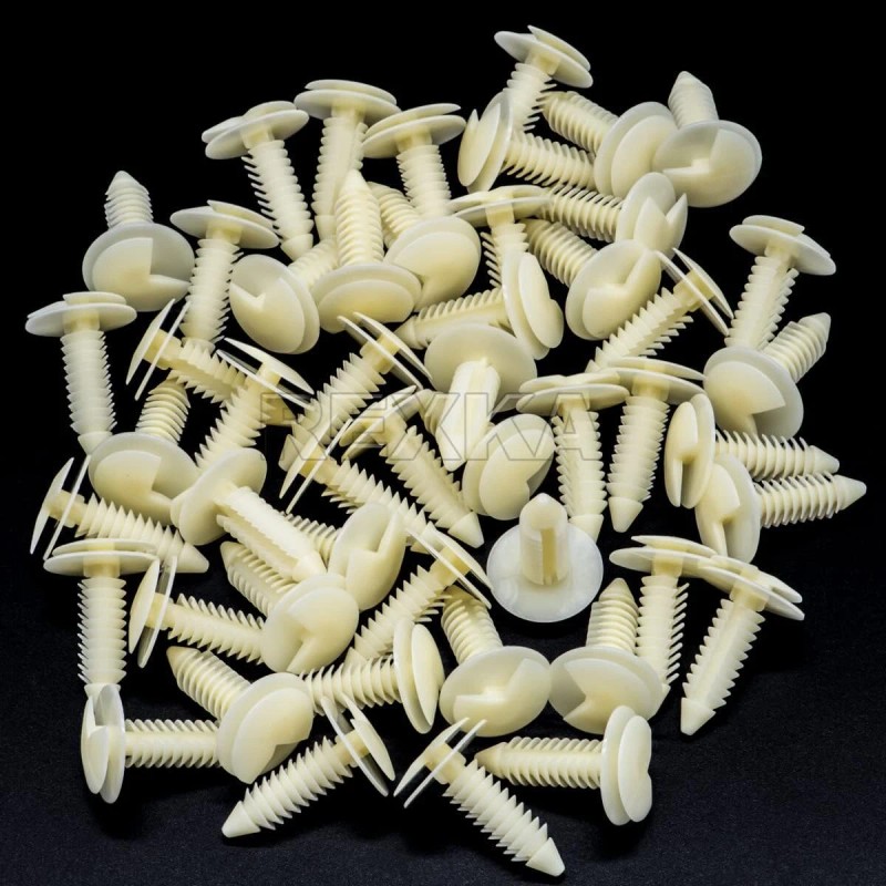Rexka 50Pcs Natural Nylon Mechanical Fasteners Fits Multiple Gm Models
