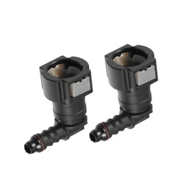REPAIROCK Car Fuel Line Hose Quick Release Connector 90 Degree 3/8" 9.49mm SAE to 1/4" 6mm Disconnect Hose Plastic Gray (Set of 2) Auto Replacement Parts