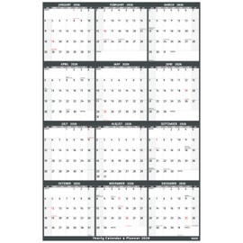 Yearly Wall Calendar 2026 - Large Yearly Calendar 2026 Vetical, Jan 2026 - Dec 2026, 25.2" x 38.2" (Open), 2026 Calendar, Large Wall Calendar 2026, Full Year Paper with Notes, Thicker Paper