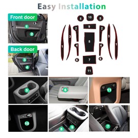 GAFAT Compatible with Hyundai Ioniq 5 2021-2024 2025 Non-Slip Mats, Ioniq 5 Rubber Mats for Centre Console Cup Holder, Storage Box Mats, Door Seam Mats, Ioniq 5 Accessories (Red)