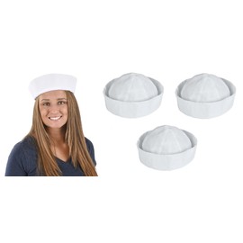 Zugar Land Large White Sailor Hats (6 Hats) (10 Inch) Adult Large Nautical Costume Accessory (6)