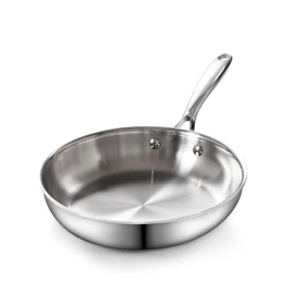 Cooks Standard Frying Pan Stainless Steel, 8-Inch Multi-Ply Clad wok Stir Fry Pan Kitchen Skillet, Silver