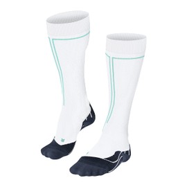 FALKE Women's Energizing Sports Compression Socks, Breathable Quick Dry, White (Off-White 2010) - Calf Size W1, 8-10.5, 1 Pair