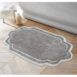 Home Weavers Allure Collection 100% Cotton Tufted Bathroom Rug, Soft and Absorbent Bath Rugs, Non-Slip Bath Carpet, Machine Wash Dry Bath Mats for Bathroom Floor, 21"x34" Bath Rug, Gray