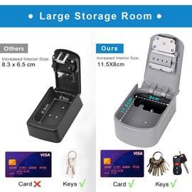WACCET [New Generation] Key Safe, Key Box with Number Code, Key Safe, Large Wall Mounting, Key Safe, Waterproof Key Box with Code for Outdoors, Indoors, Garage, House (Grey)