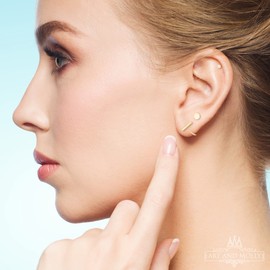 14k Yellow Gold Half Hoop Earrings Gold Bar Huggie Hoops for Women Open Hoop Earrings Small Hugger Hoop Earrings