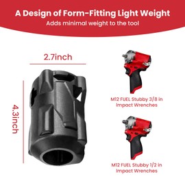 Bamyli 49-16-2554 M12 Impact Wrench Cover,Strong Electric Protective Boot for Milwaukee M12 Impact 3/8 in and 1/2 in,Stubby Impact Wrenches 49-16-2554 2554-20 2555-20,and 2555P-20