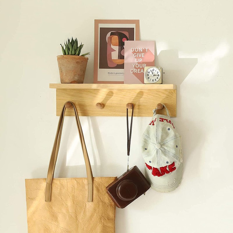 XAOMLP Entrance Coat Rack ，Coat Hooks, Wall-Mounted Wooden Hook Rack,