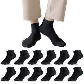 Caudblor 12 Pairs Low Cut Classic Sneaker Socks - Black/White/Grey - Black