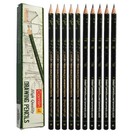 Camlin KOKUYO Graded Drawing Pencils Combo Pack Finest Crystalline Graphite Lead Draw Sketch Tone Write Shade (10 x B Grade Pencils + 1 x ZOFAX Black Ball Pen)