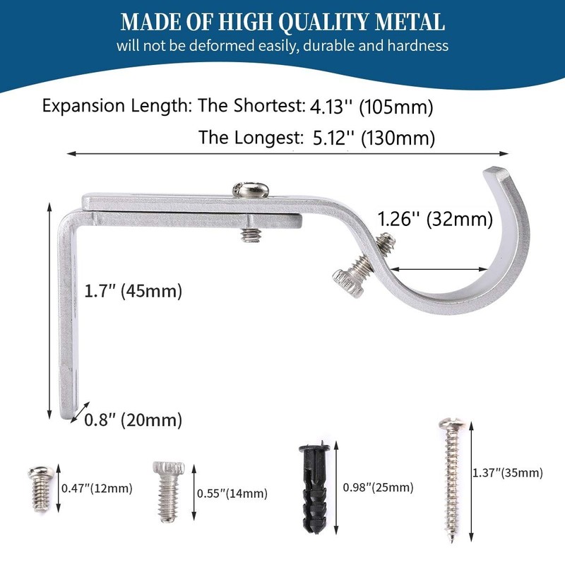 Anndason Heavy Duty Adjustable Curtain Rod Brackets Rod Holders Curtain
