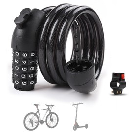 Fahrradschloss Zahlenschloss mit 5 Stellig Zahlencode, 105cm/10mm Anti-Diebstahl Zahlenschloss Fahrrad mit Halterung, Hohe Sicherheit Fahrradschloss Kinder, für Fahrrad, Tricycle, Scooter, Bike Lock