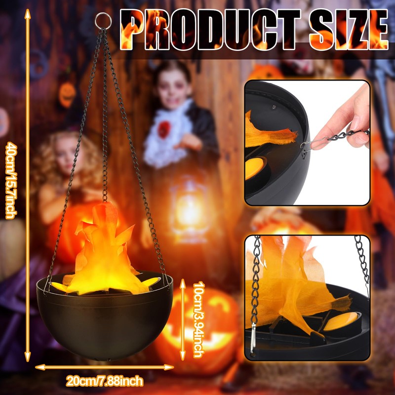 8 Pcs Halloween 3D Fake Fire Lamp 110vArtificial Hanging LED