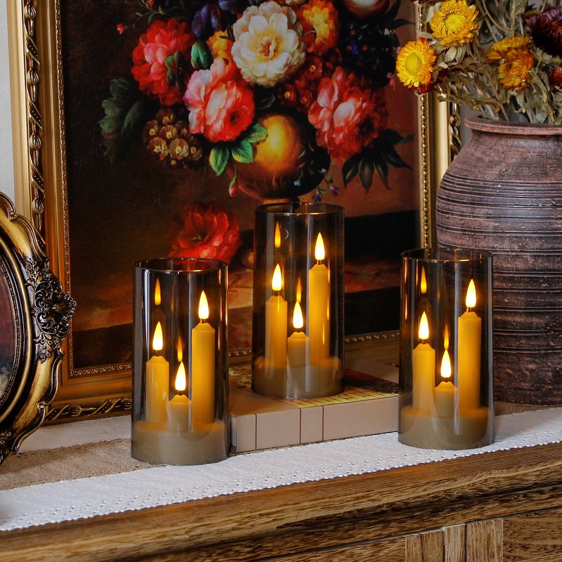 Zevanor 3 in 1 Flameless Taper Short Candles with 10