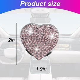 Bittwee Bling Car Engine Start Button Cover, Crystal Rhinestone Heart Vehicle Push Button Sticker, Sparkly Diamond Ignition Ring Decal Decoration, Universal Automotive Interior Accessories (Pink)