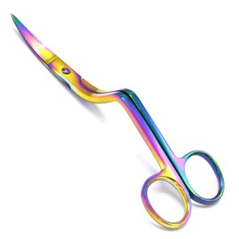 Laja Imports Multi-Color Titanium Double Curved Embroidery Scissors 6-Inch, Acrylic for Educational Use