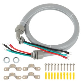 HUAREW AC Whip Kit, Power Whip Assembly, 1/2-Inch x 6 Ft Preassembled A/C Whip Kit, Nonmetallic Liquid Tight Flexible Electrical Conduit and 10 AWG Electrical Whip Kit