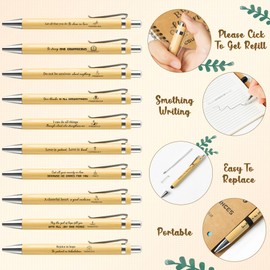 ANGOLIO 40Pcs Christian Gift Set Bulk Bible Verse Bamboo Pens Spiral Religious Notebook with Sticky Notepad Sunday School Gift Notebook for Teacher Student Back to School Supplies Bible Pastor Gifts