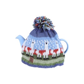 Pachamama Handknitted Medium 4-6 Cup 1.2L Wool Tea Cosy/ Teapot Cover - Llama Pattern Insulated Handmade Fair Trade Multicoloured