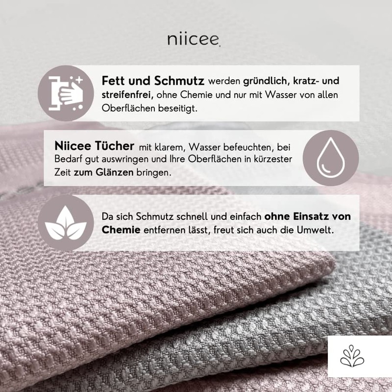 4 x niicee® microfibre cloths, cleaning cloth, all-purpose cloth, car