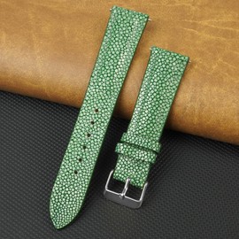 [vinacreations] Stingray Leather Watch Strap Thin Garucha Leather Replacement Watch Band Stingray Thin Band with Wrist Neck Buckle Handmade Flat Thin Strap for Men Slim Men Handmade