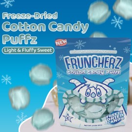 Fruncherz Cotton Candy Puffz | Kosher Freeze-Dried Crunchy Cotton Candy | Gluten-Free Airy Snack | Light & Fluffy Sweet Treats for All Ages | Resealable Bag for Freshness | Nostalgic Candy Flavor