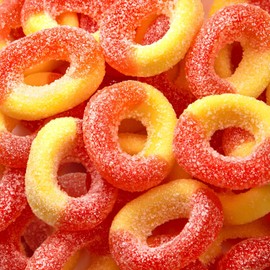 Peach Rings - 11 Ounce Pack - Gummy Candies - Sugar Coated Sweet & Sour Candy - Peach Gummies for Snacking, Sharing, Office Jars & Gift Baskets - Soft Gummy Rings