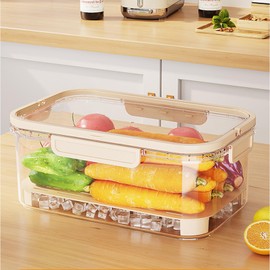 ZQZXD Insulated Cold Food Storage Container with Handle & Lid, Portable Outdoor Camping Lunch Box for Fruit, Veggies & Snacks, Keep Food Cold with Drainage Design