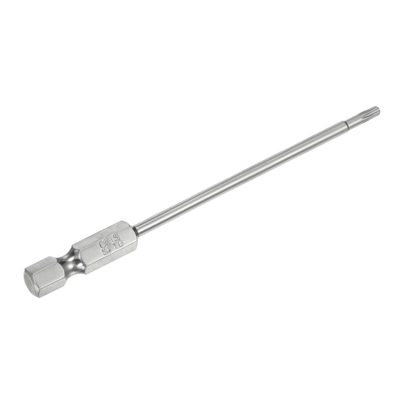 sourcing map T8 Security Torx Bit 1/4" Hex Shank 4"