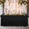 2 Pack Black Spandex Fitted Tablecloth 6 Foot - Stretch
