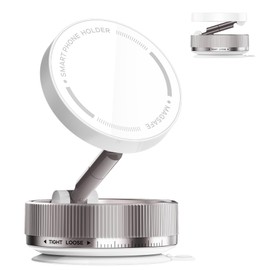 Svfreyavis Vacuum Suction Magnetic Car Phone Holder, 360° Adjustable Foldable Mount, Phone Stand for Car/Gym/Travel, Compatible with Smooth Non-Porous Surfaces, Universal for All Smartphones, White