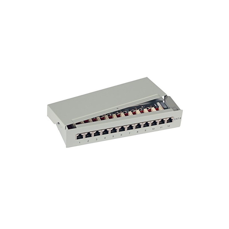 Helos CAT 6 Mini-Patchpanel, 12-Port RJ45-Buchsen
