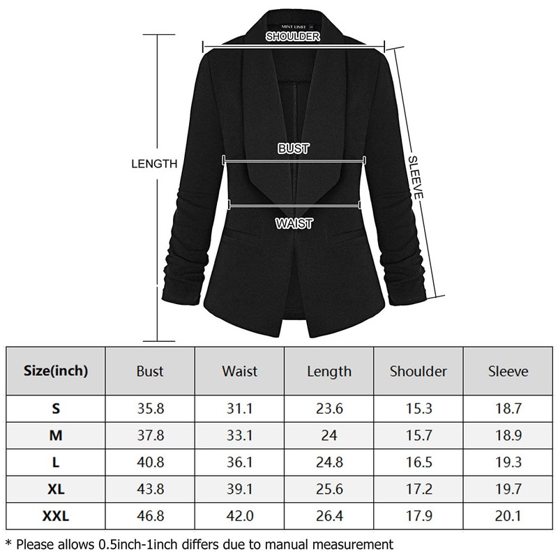 MINTLIMIT Women's Solid Patterned Formal Single Button Up Blazer Jacket，Burgundy,L