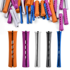 Wisebom Hair Wave Bars, Pack of 50, Non-Slip Plastic Cold Wave Bars for Women, Men and Children, Hair Perm Rods with Elastic Band for Long, Medium Length Hair, Hairdressing Tool