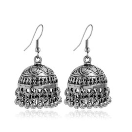 Gmillions Silver Metal Vintage Ethnic Round Earring, Bohemia Boho Bell Tassel, for Women, Lightweight, Wedding, Birthday, Engagement