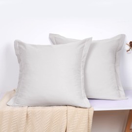 PHF Euro Sham Covers 26 x 26 Inch, Set of 2 Washed Microfiber Euro Pillow Covers, Wrinkle & Fade Resistant Square Cushion Covers European Pillow Shams(26"x26", Light Grey)