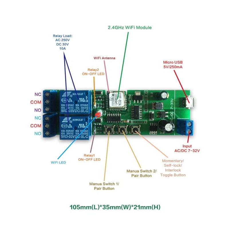 Mhcozy Wifi Wireless Smart Switch Relay Module For Smart Home