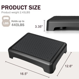 GWNF One Step Stool, Portable Easy-Store Step Stool for Seniors & Kids, Non-Slip Surface and Feet, Small Step Stools for Adults, Mobility & Daily Living Aids for Bedside, Car, Kitchen（Black-Black）